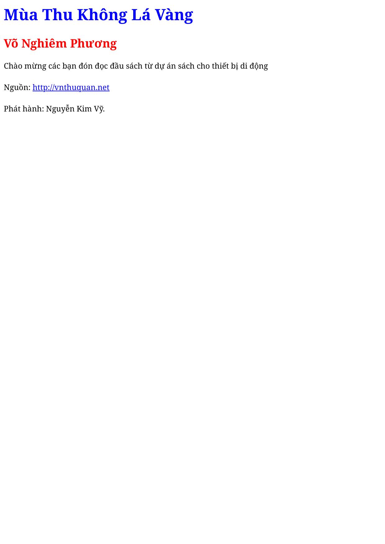 Mùa Thu Không Lá Vàng