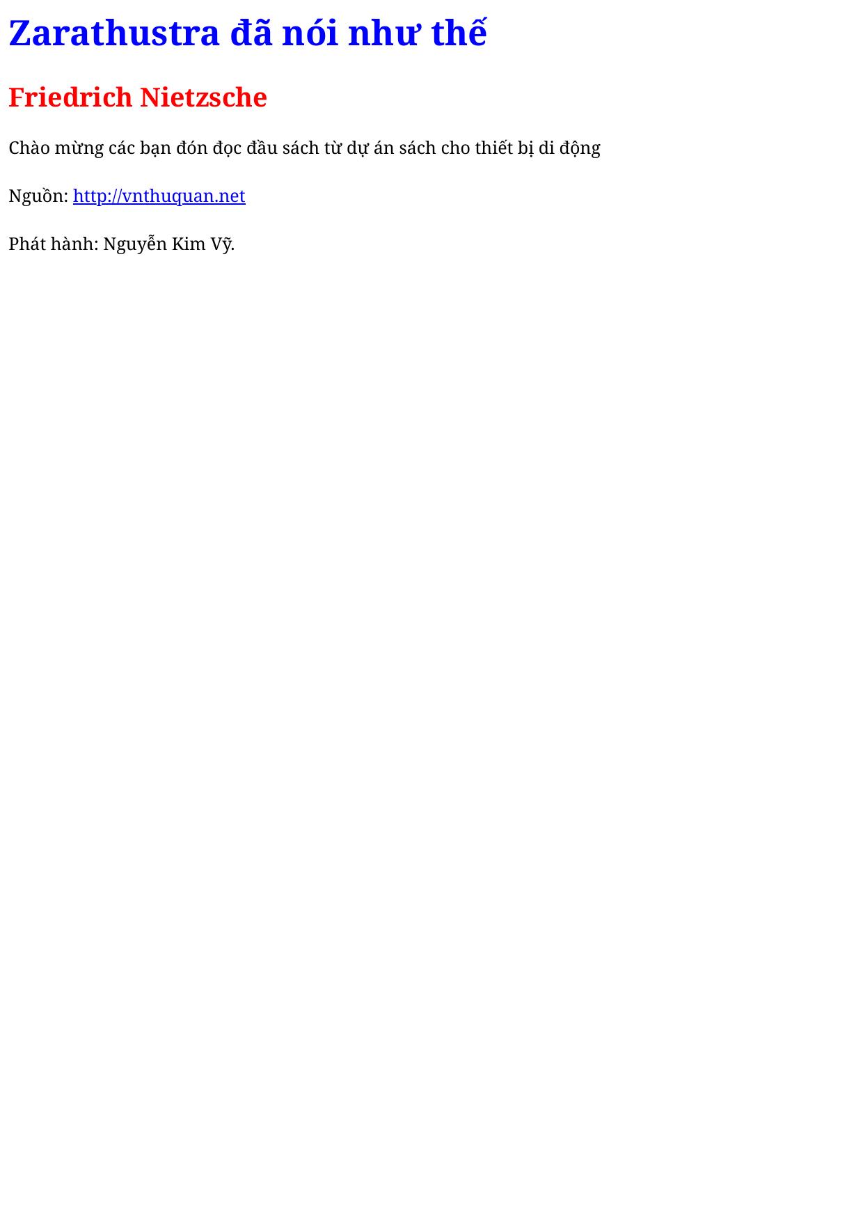 Zarathustra đã nói như thế