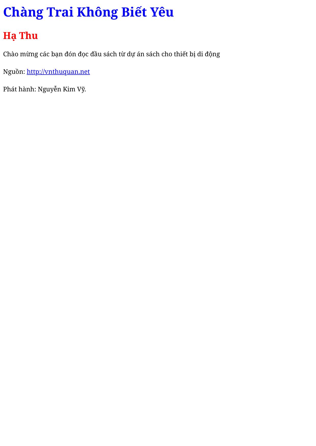 Chàng Trai Không Biết Yêu