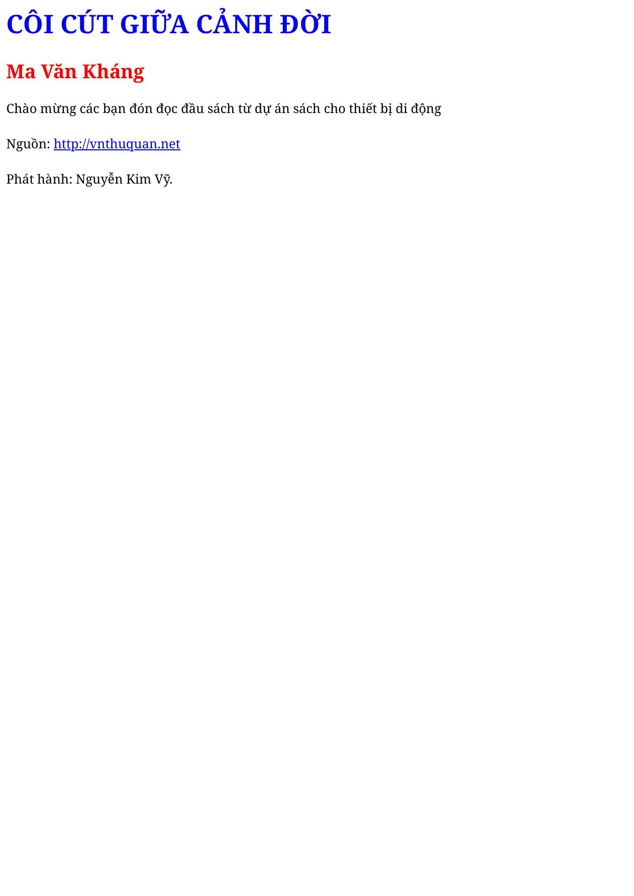 CÔI CÚT GIỮA CẢNH ĐỜI