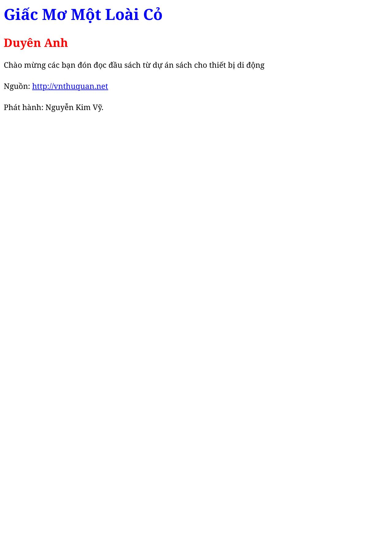 Giấc Mơ Một Loài Cỏ