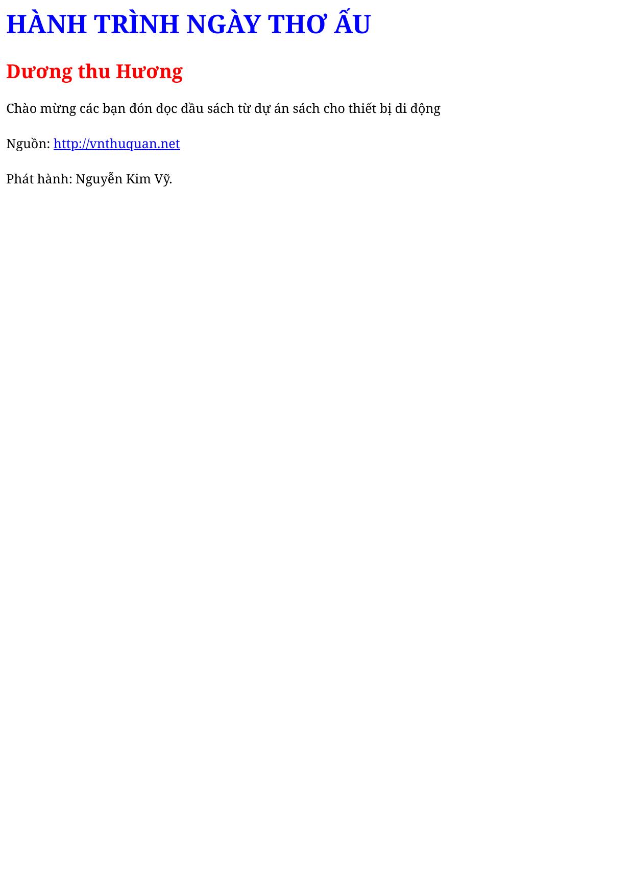 HÀNH TRÌNH NGÀY THƠ ẤU