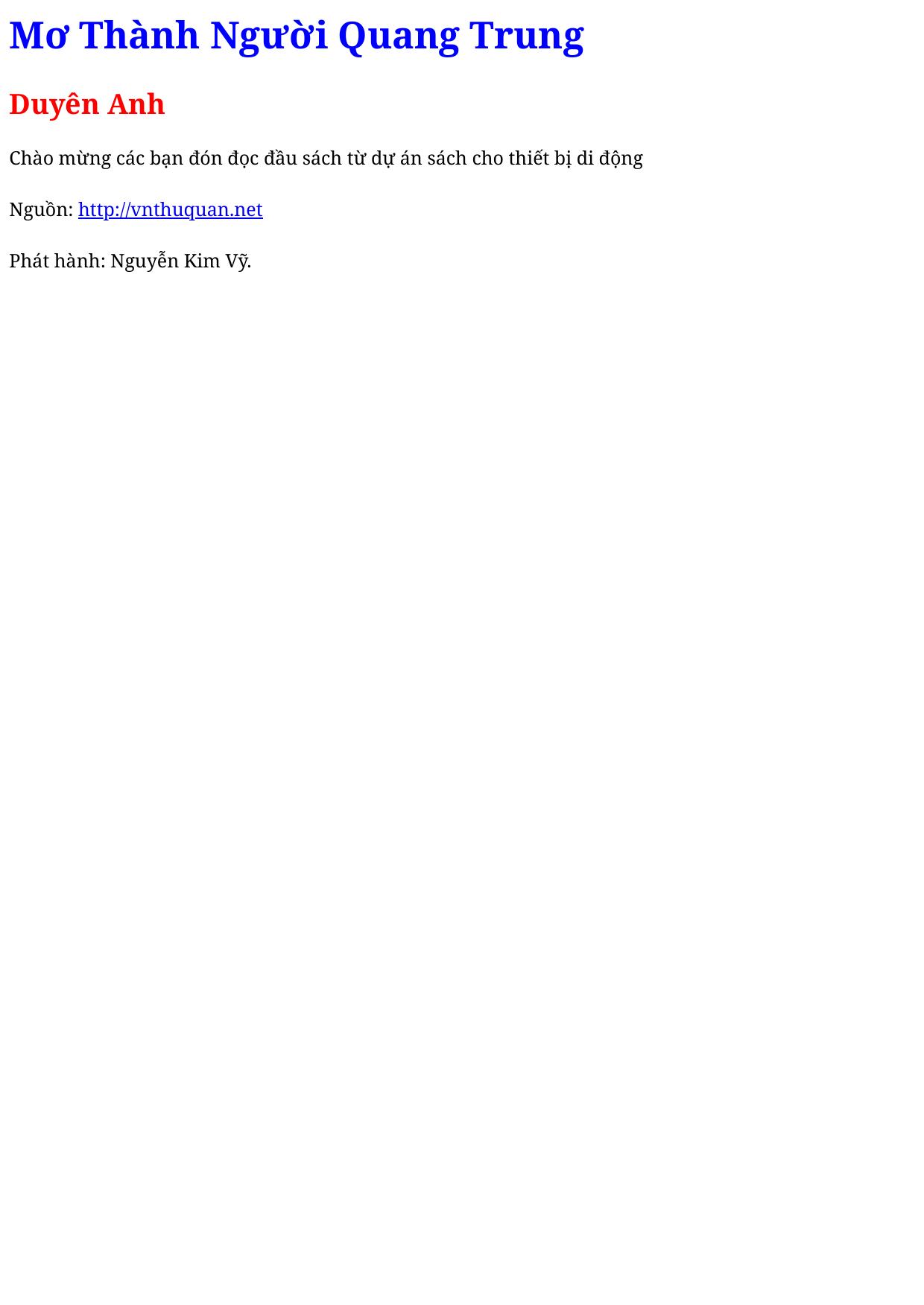 Mơ Thành Người Quang Trung