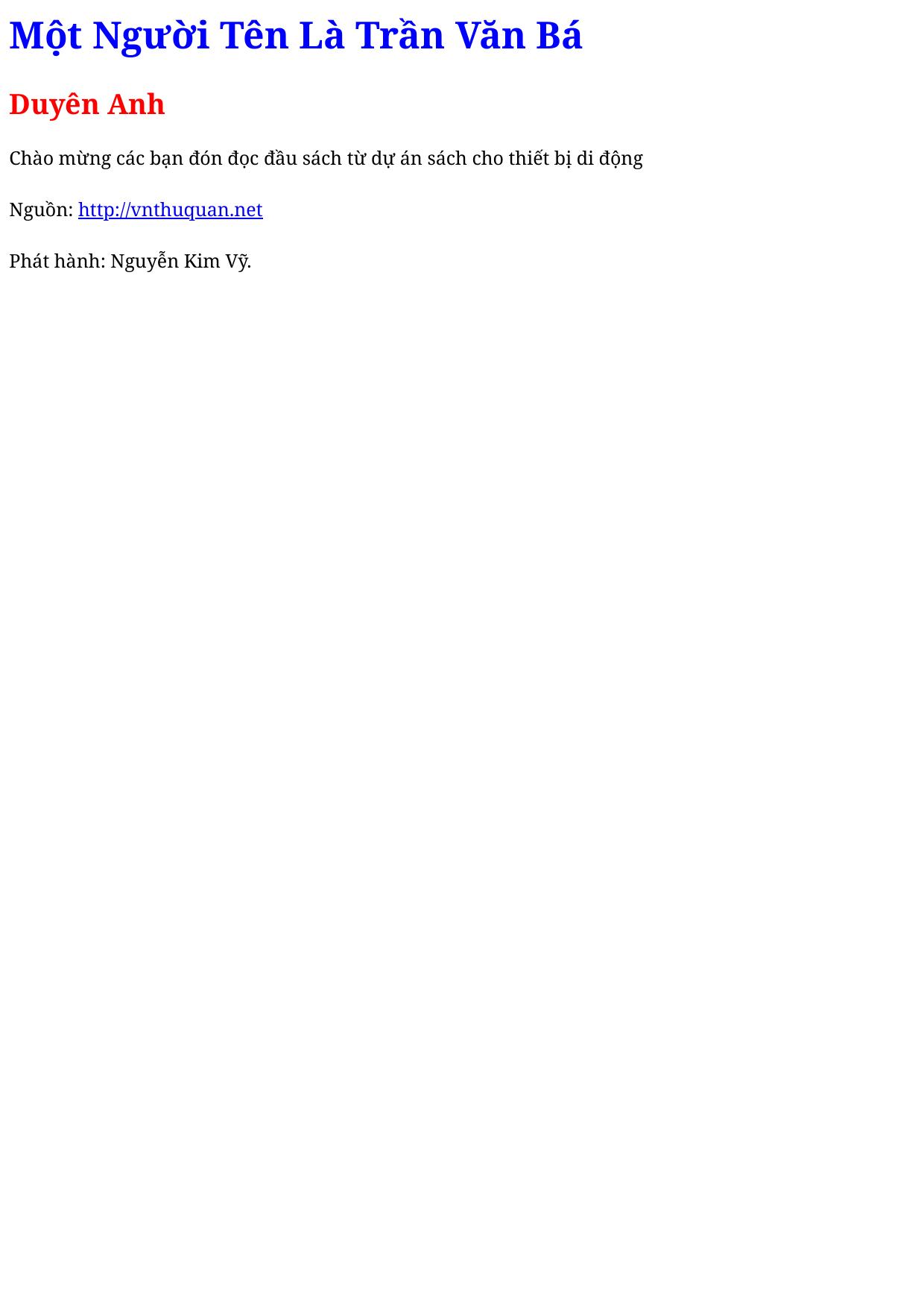 Một Người Tên Là Trần Văn Bá
