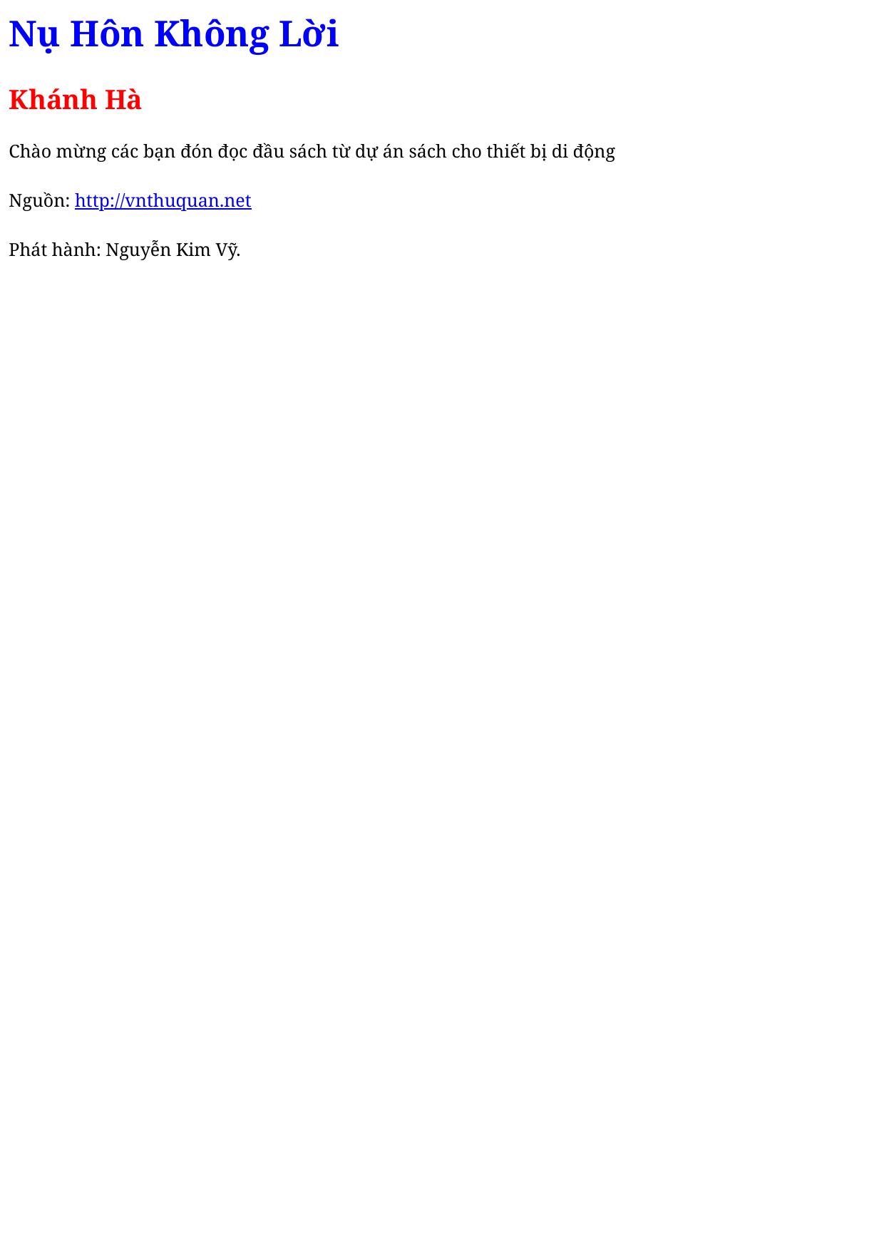 Nụ Hôn Không Lời