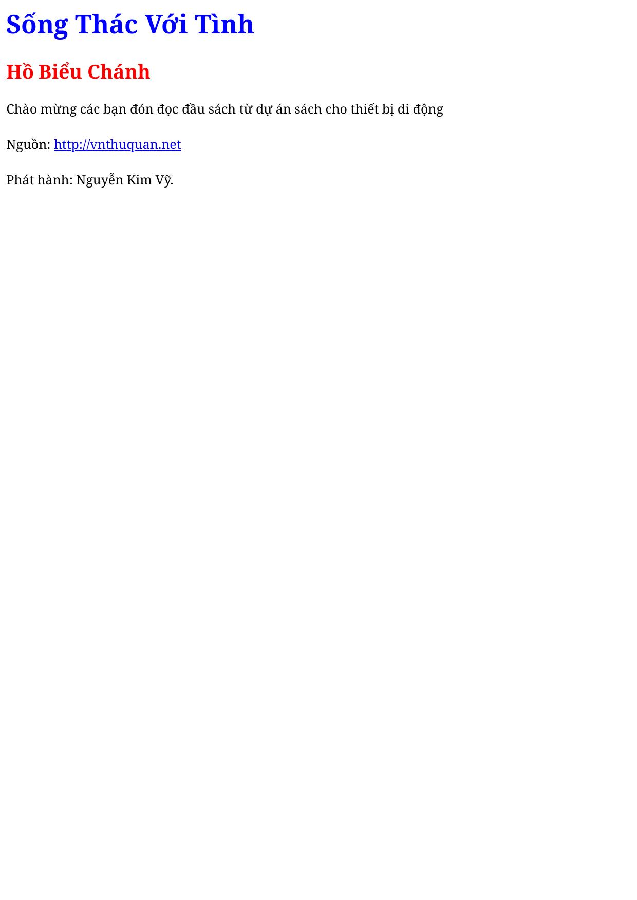 Sống Thác Với Tình