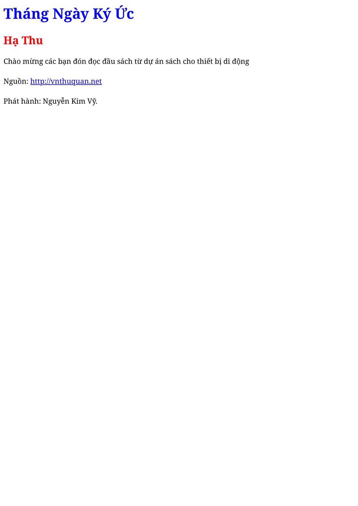 Tháng Ngày Ký Ức