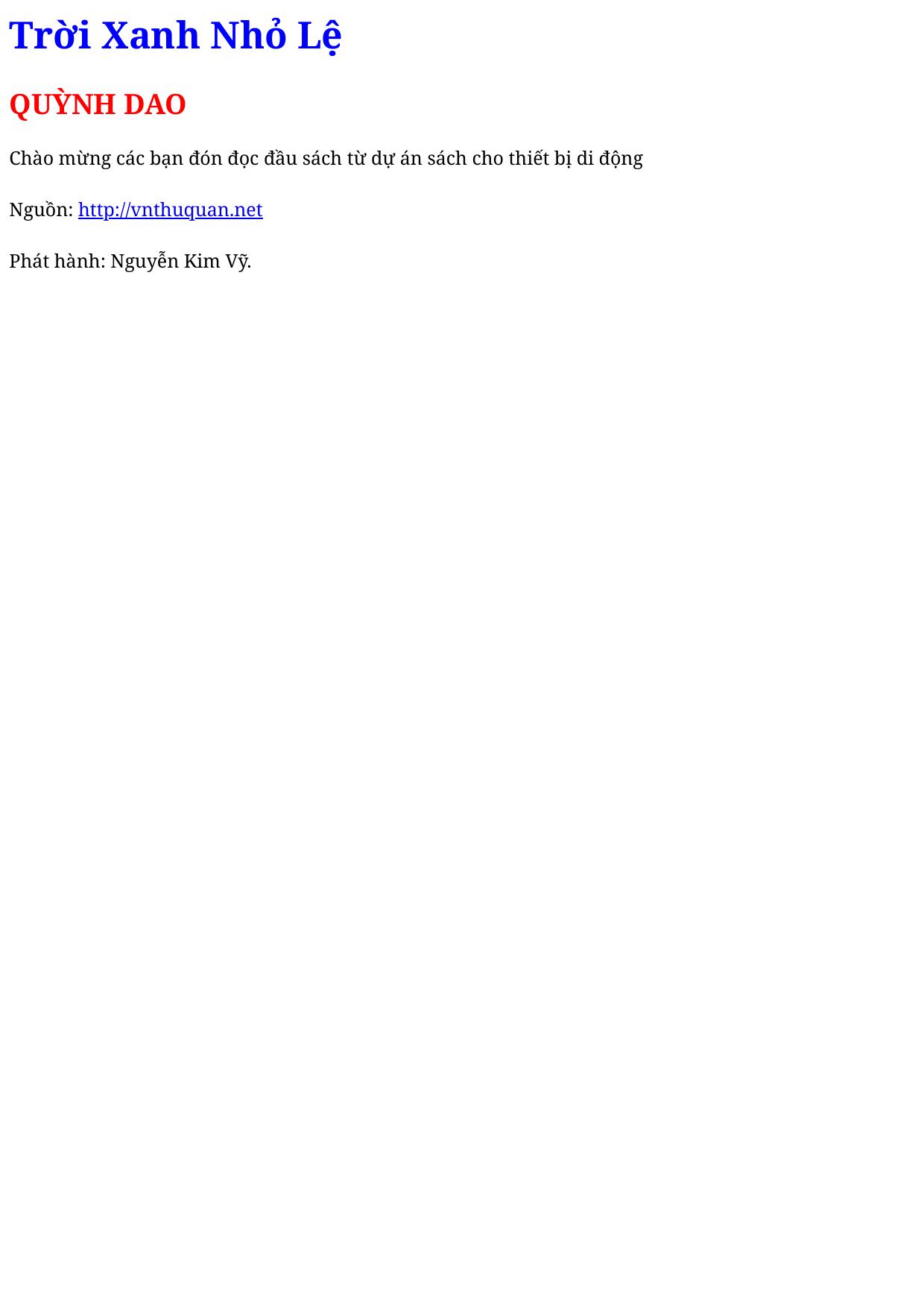 Trời Xanh Nhỏ Lệ