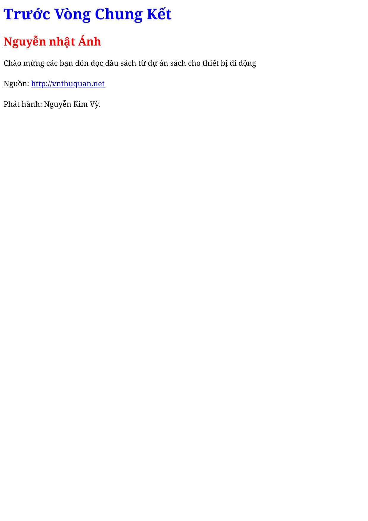 Trước Vòng Chung Kết