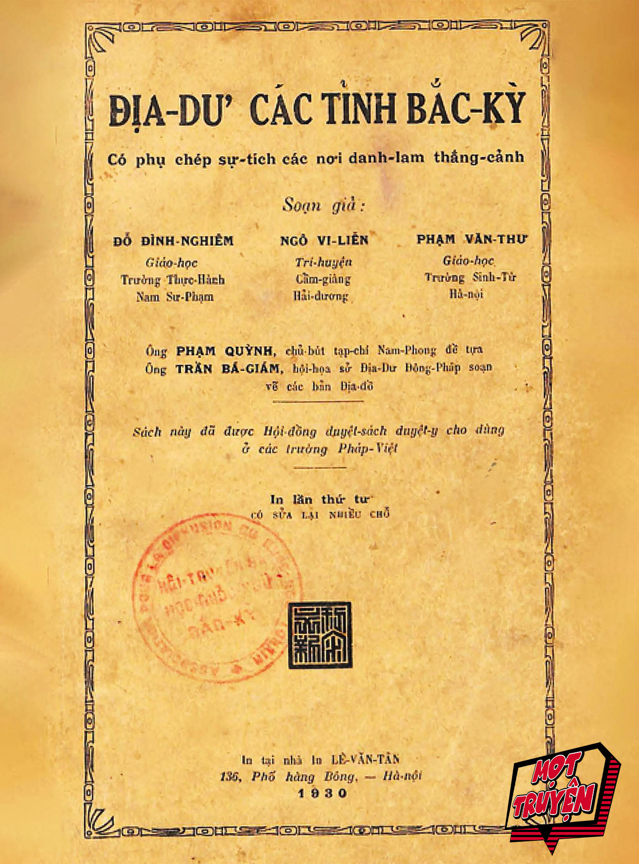 Địa Dư Các Tỉnh Bắc-Kỳ