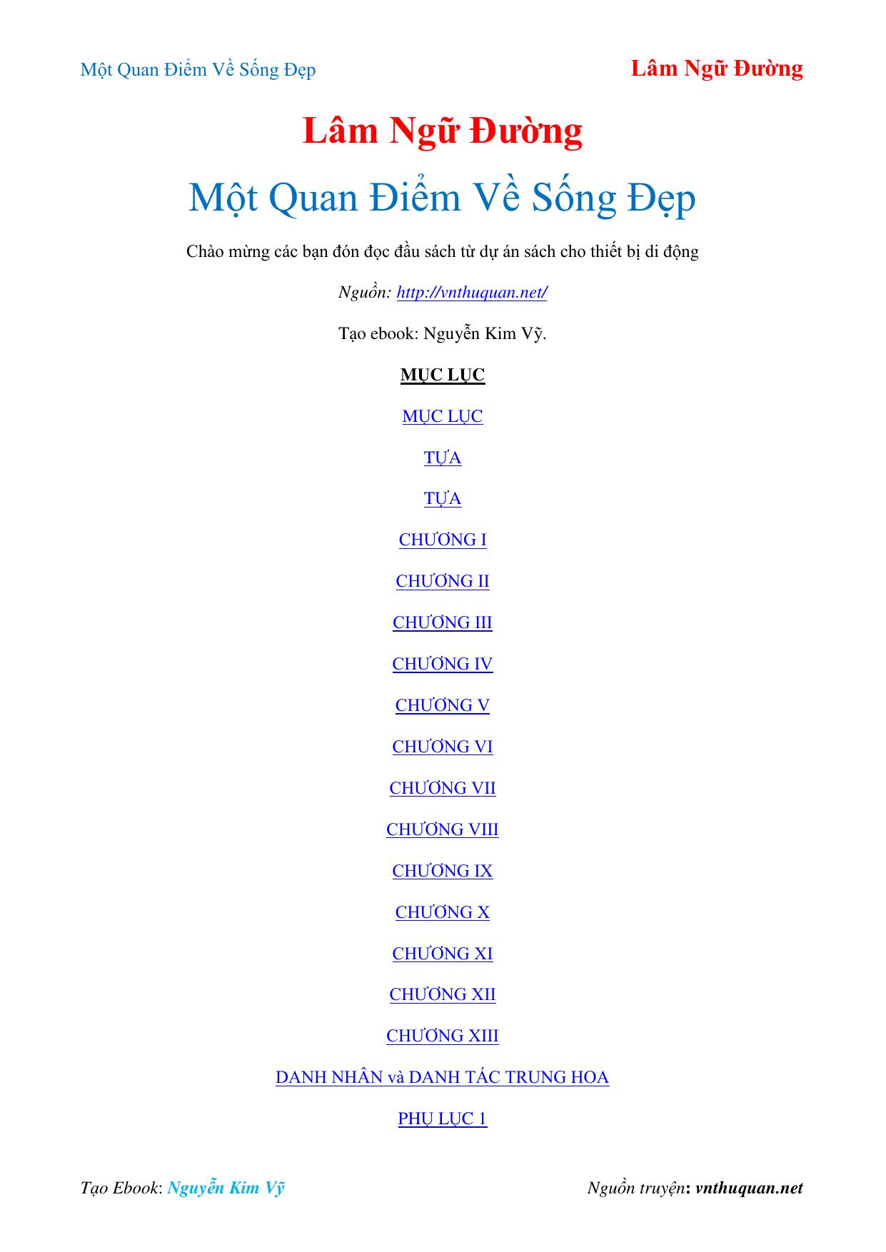 Một Quan Điểm Về Sống Đẹp
