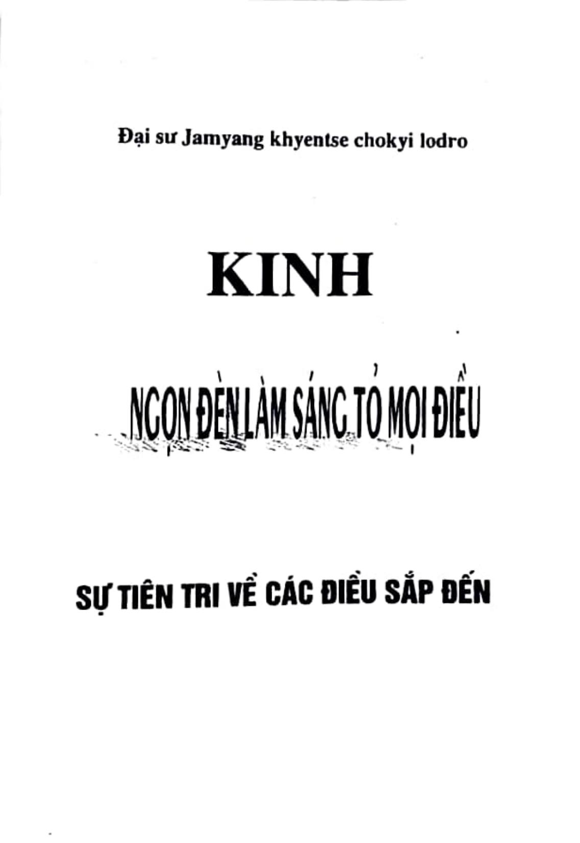Kinh ngọn đèn làm sáng tỏ mọi điều Sự tiên tri về các điều sắp đến