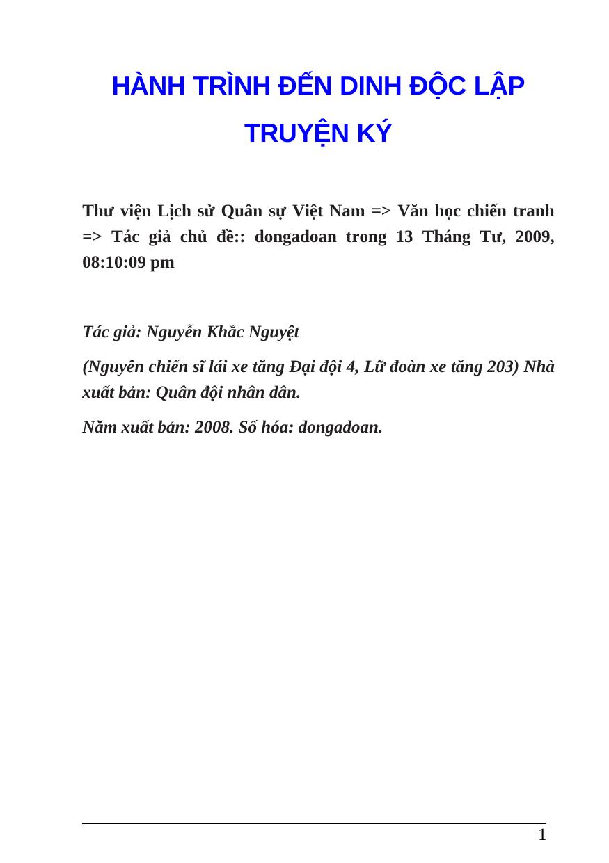 Hành trình đến dinh Độc Lập