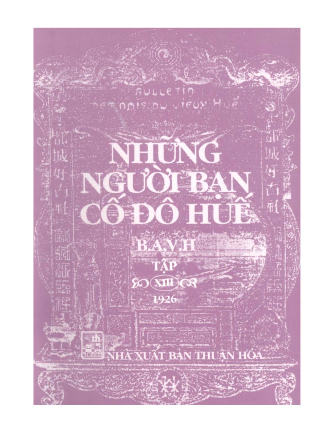 Những người bạn cố đô Huế Tập XIII (1926)