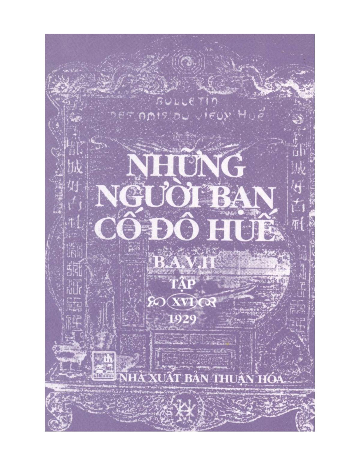 Những người bạn cố đô Huế Tập XVI (1929)