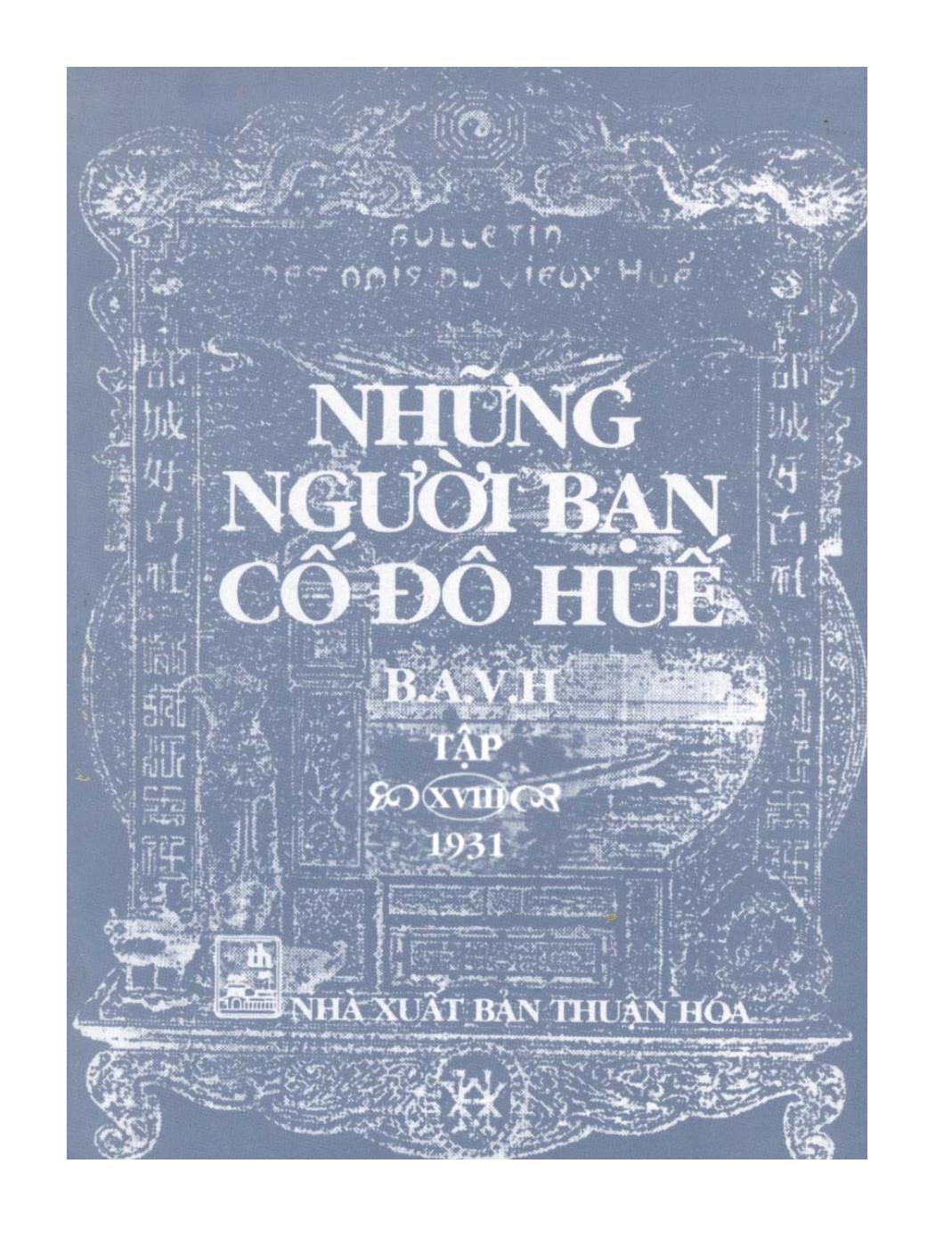Những người bạn cố đô Huế Tập XVIII (1931)