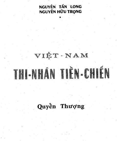VIỆT NAM THI NHÂN TIỀN CHIẾN Q.1