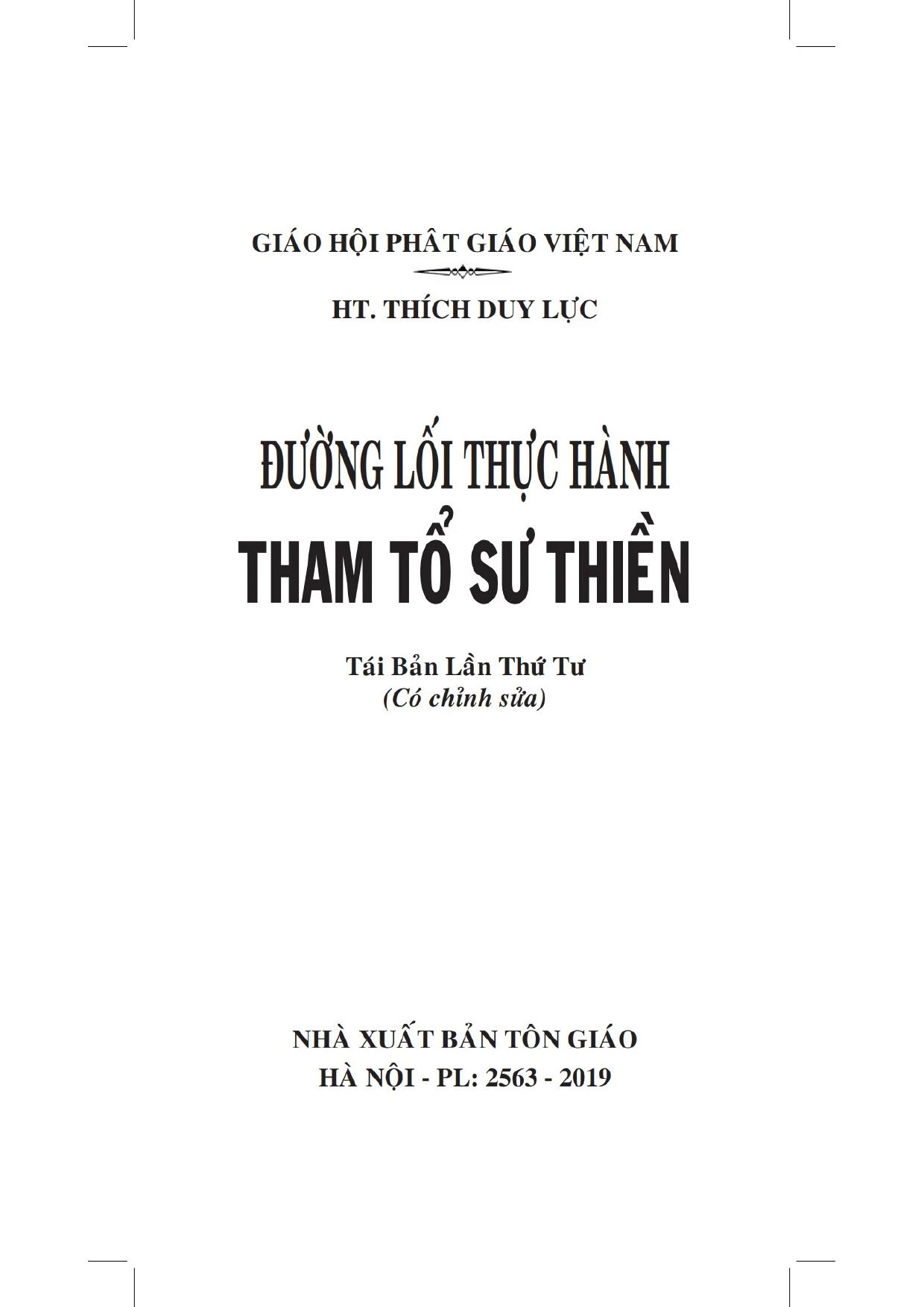 ĐƯỜNG LỐI THỰC HÀNH THAM TỔ SƯ THIỀN